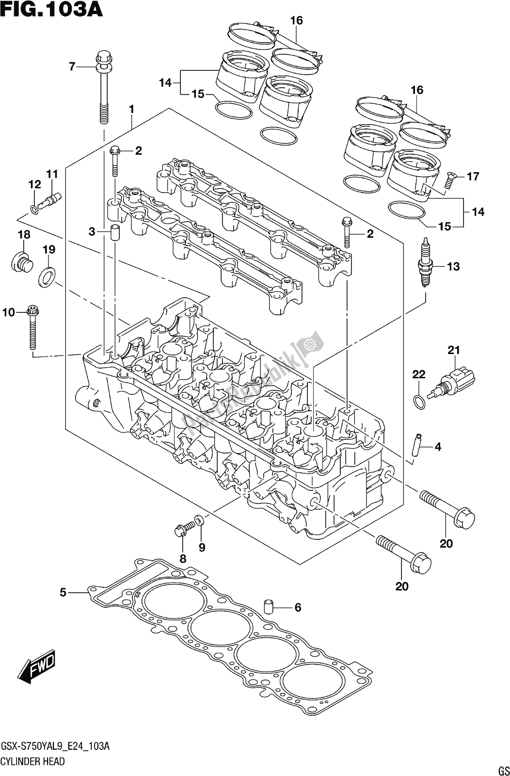 Tutte le parti per il Fig. 103a Cylinder Head del Suzuki Gsx-s 750 YA 2019