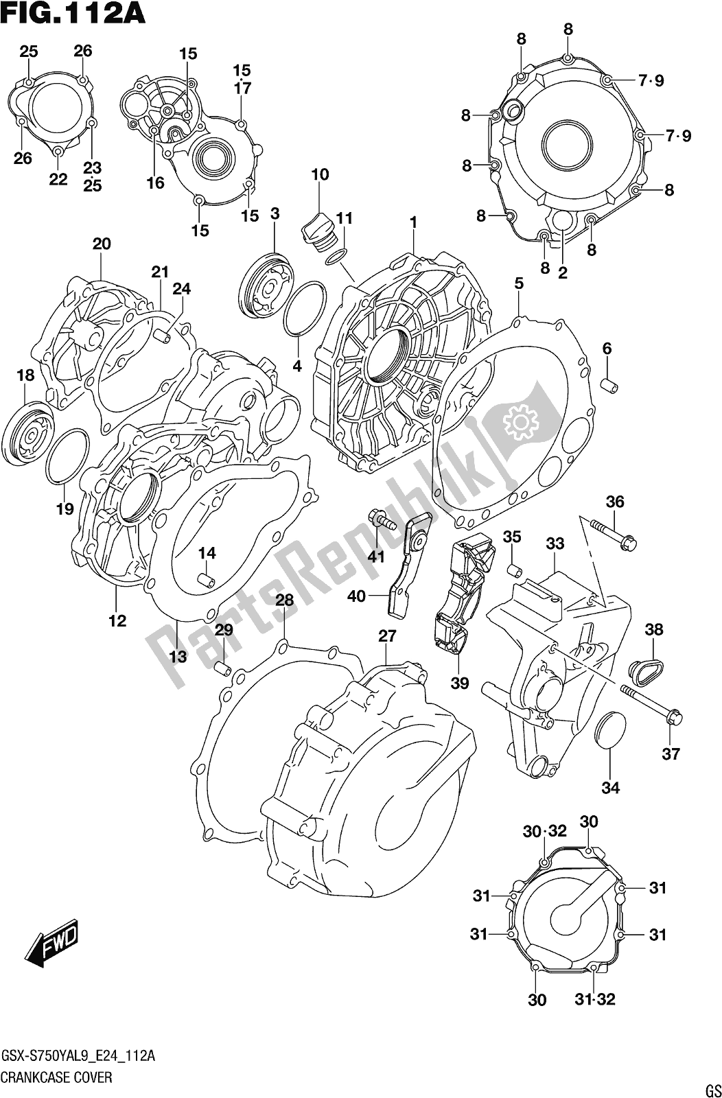 Tutte le parti per il Fig. 112a Crankcase Cover del Suzuki Gsx-s 750 YA 2019