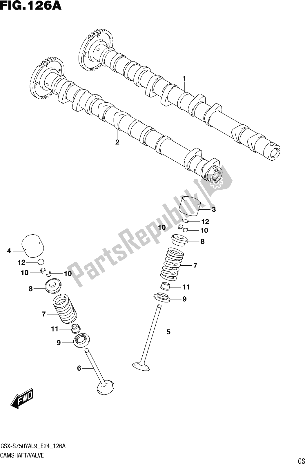 All parts for the Fig. 126a Camshaft/valve of the Suzuki Gsx-s 750 YA 2019