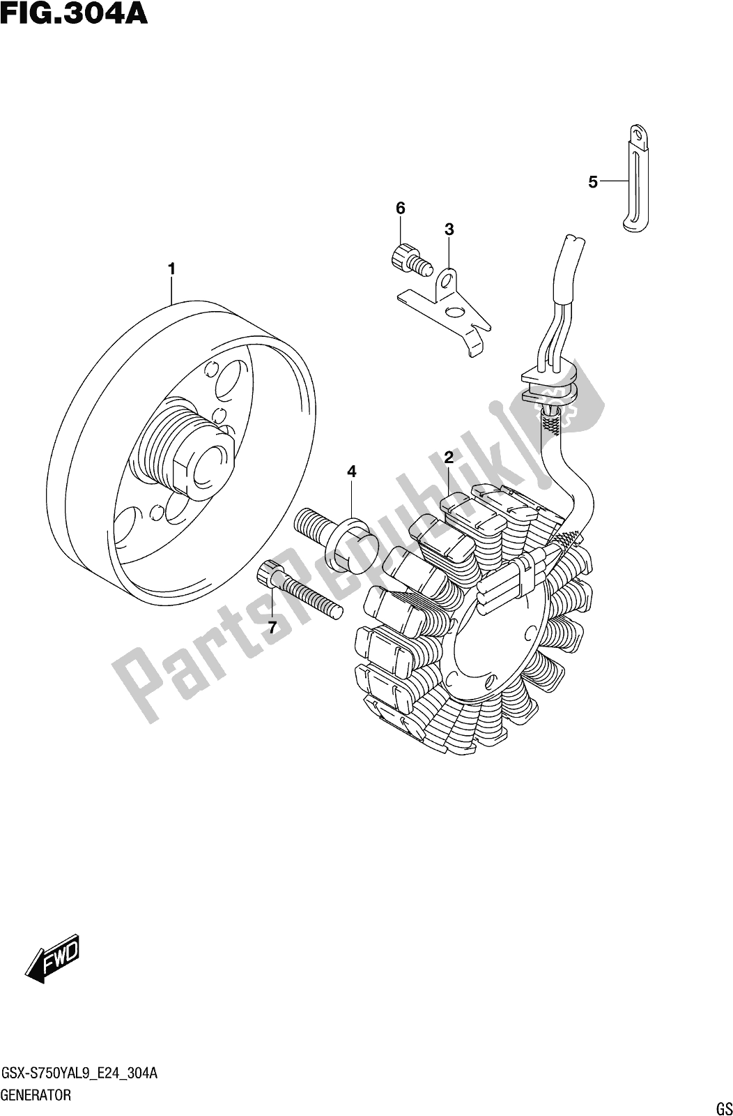 Todas as partes de Fig. 304a Generator do Suzuki Gsx-s 750 YA 2019