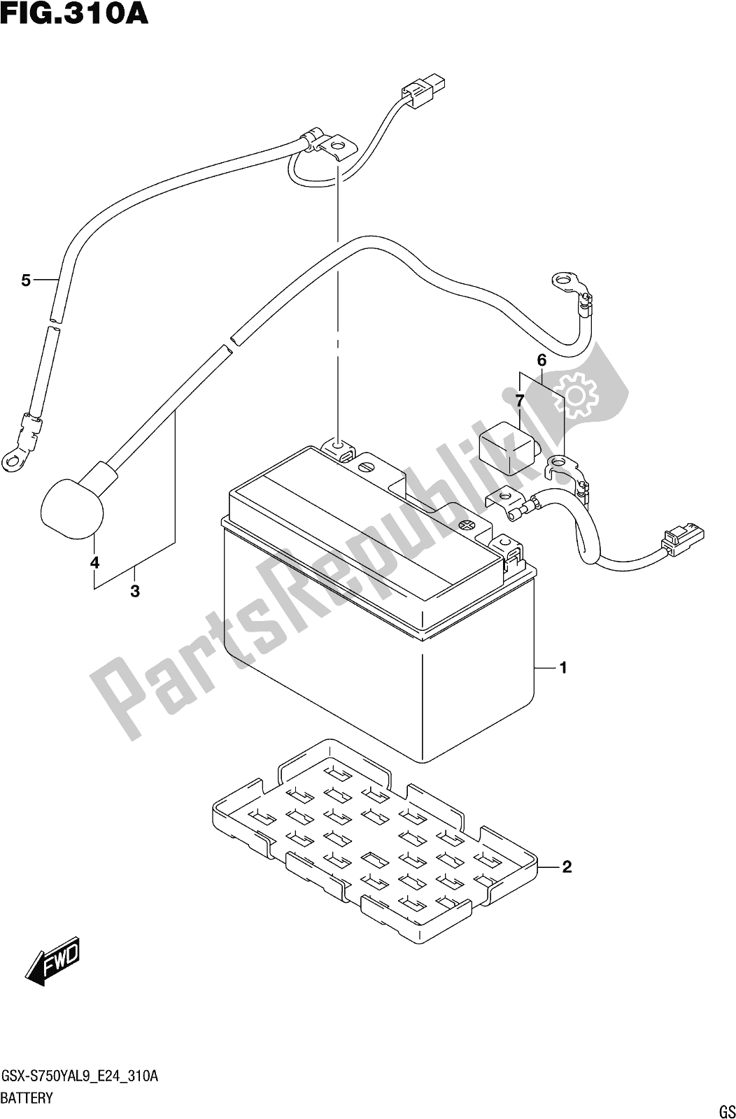 Tutte le parti per il Fig. 310a Battery del Suzuki Gsx-s 750 YA 2019