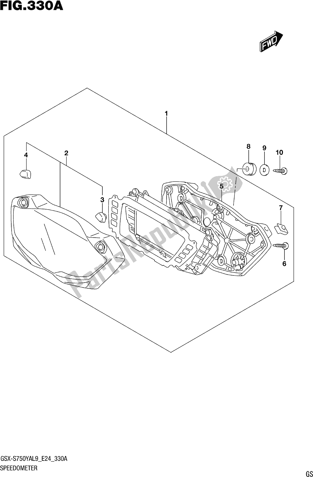 Alle onderdelen voor de Fig. 330a Speedometer van de Suzuki Gsx-s 750 YA 2019