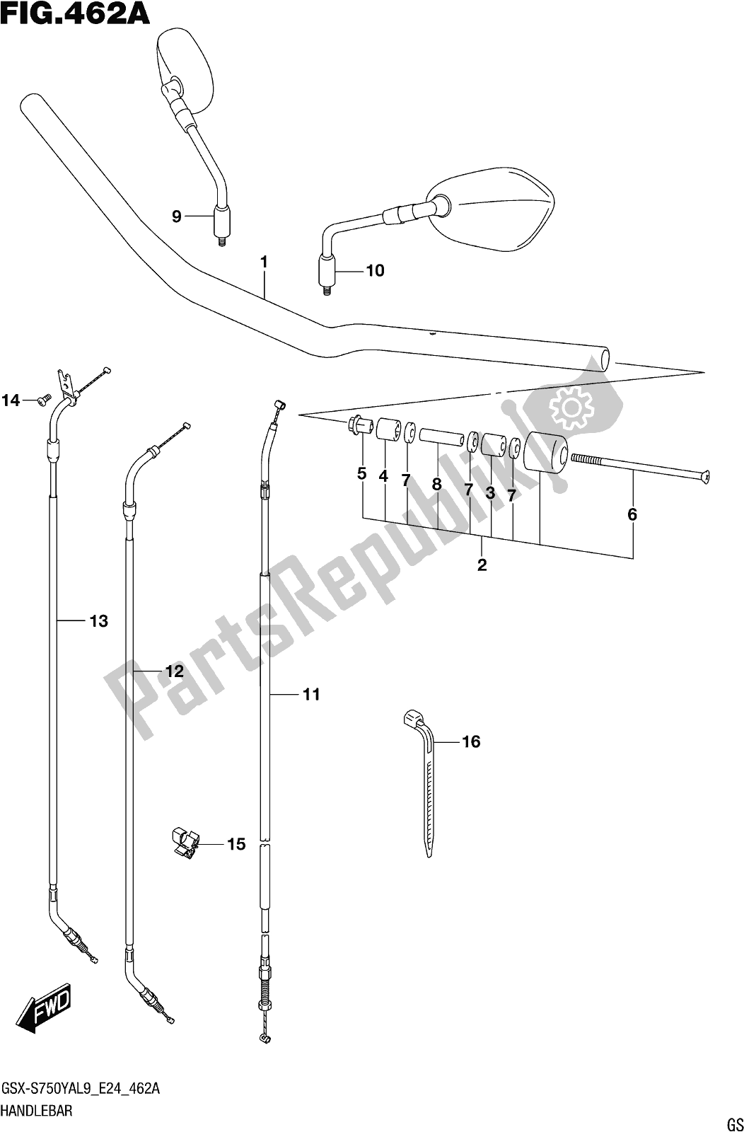 Tutte le parti per il Fig. 462a Handlebar del Suzuki Gsx-s 750 YA 2019