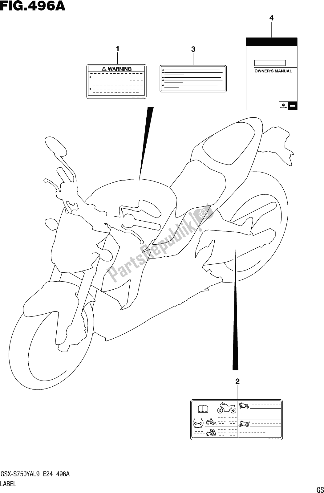 Tutte le parti per il Fig. 496a Label del Suzuki Gsx-s 750 YA 2019