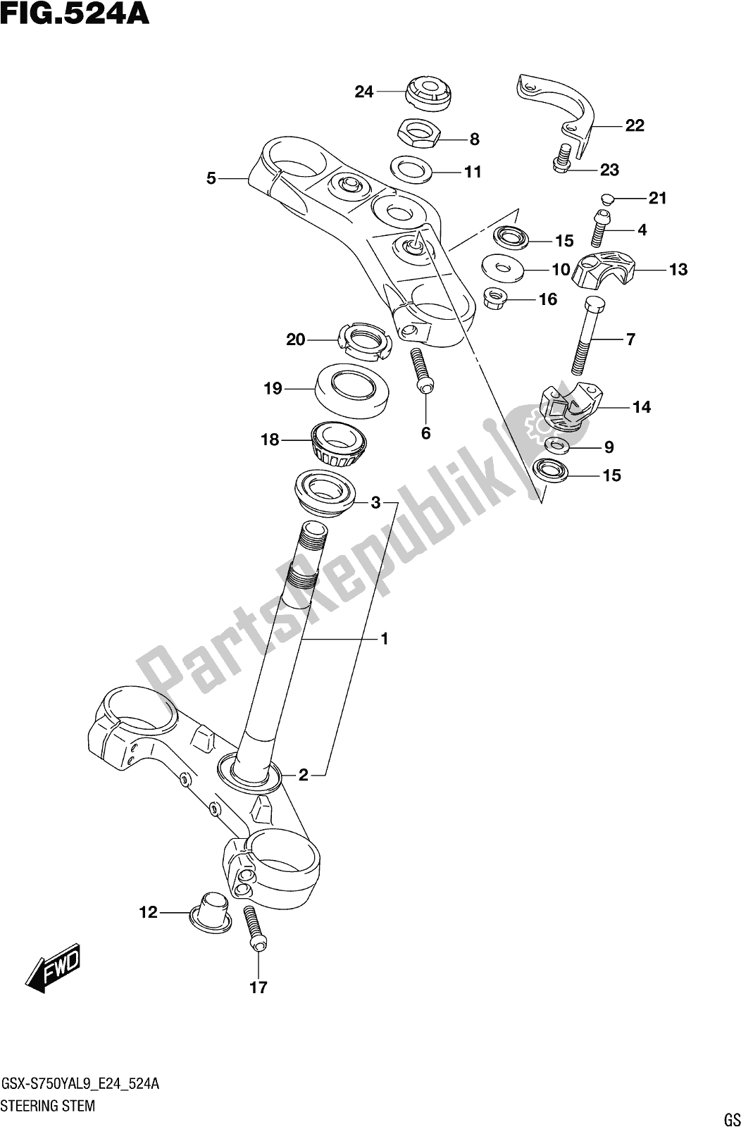 All parts for the Fig. 524a Steering Stem of the Suzuki Gsx-s 750 YA 2019