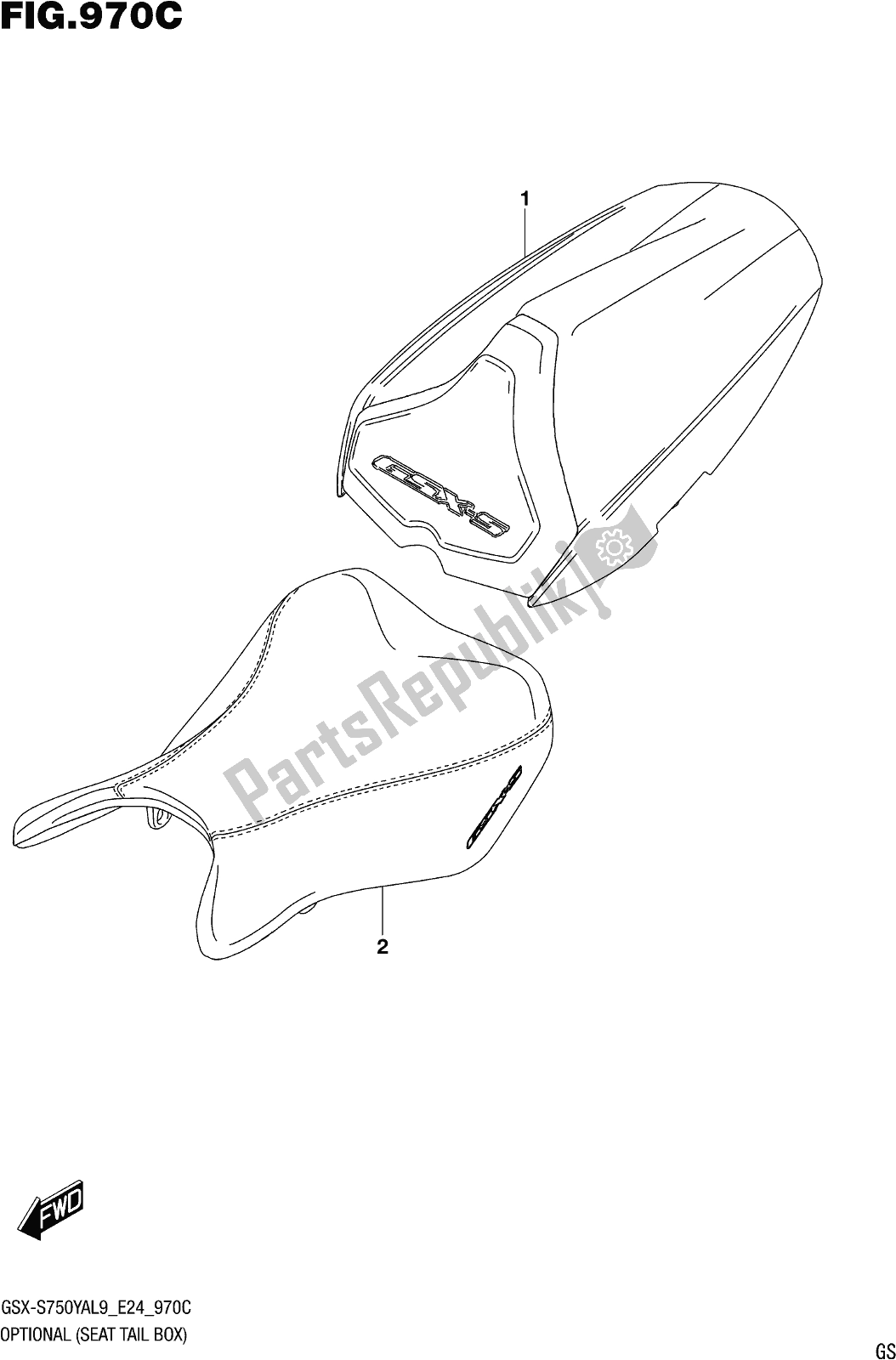 All parts for the Fig. 970c Optional (seat Tail Box) of the Suzuki Gsx-s 750 YA 2019