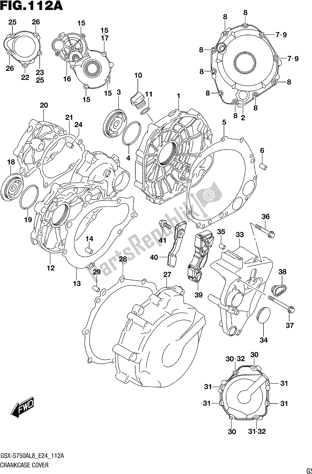 Alle onderdelen voor de Fig. 112a Crankcase Cover van de Suzuki Gsx-s 750 ZA 2018