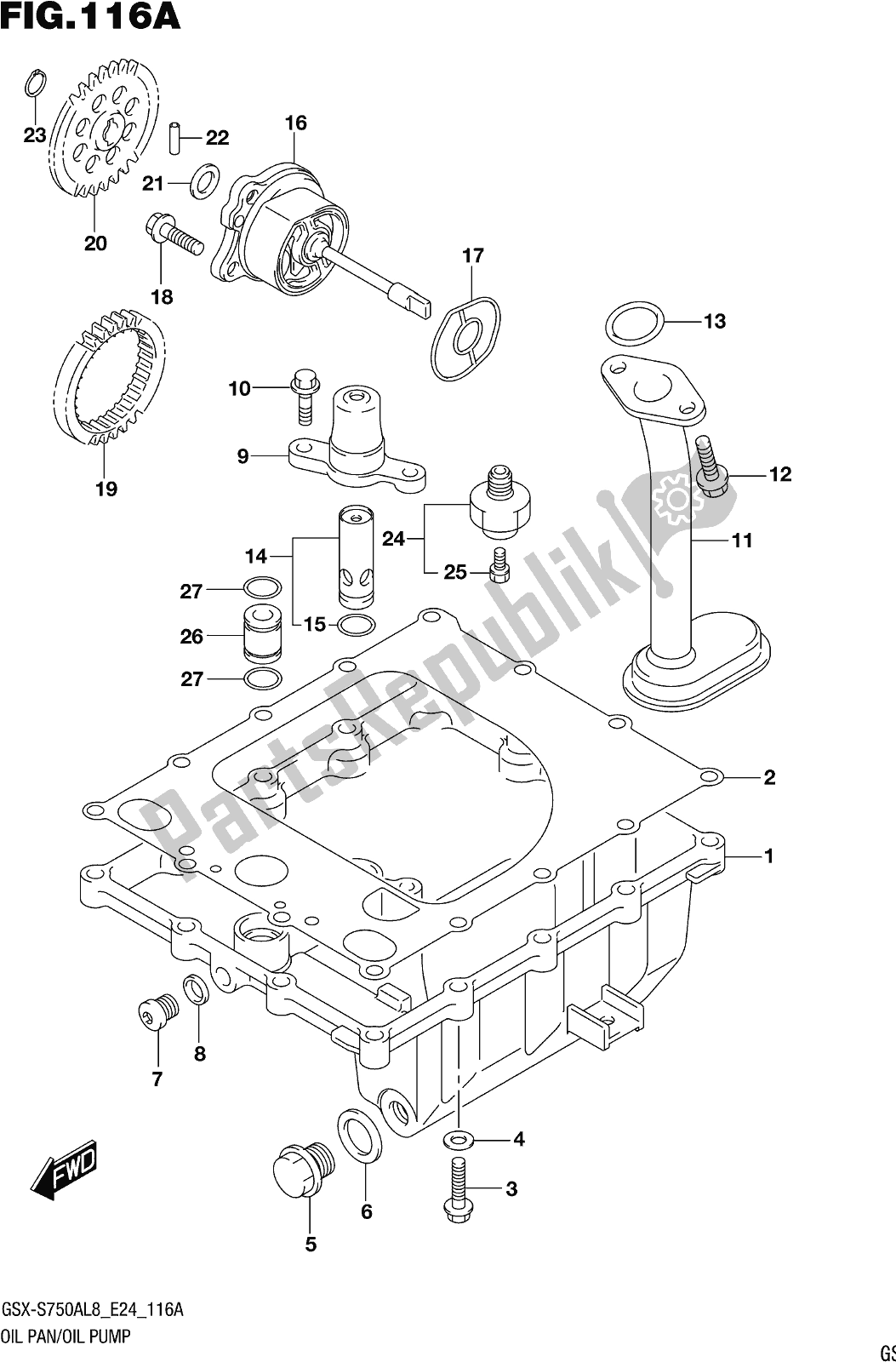 Tutte le parti per il Fig. 116a Oil Pan/oil Pump del Suzuki Gsx-s 750 ZA 2018