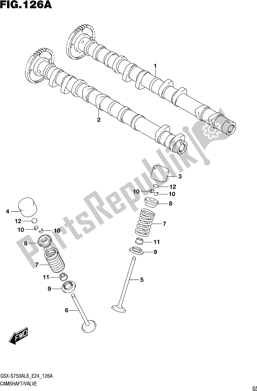 All parts for the Fig. 126a Camshaft/valve of the Suzuki Gsx-s 750 ZA 2018