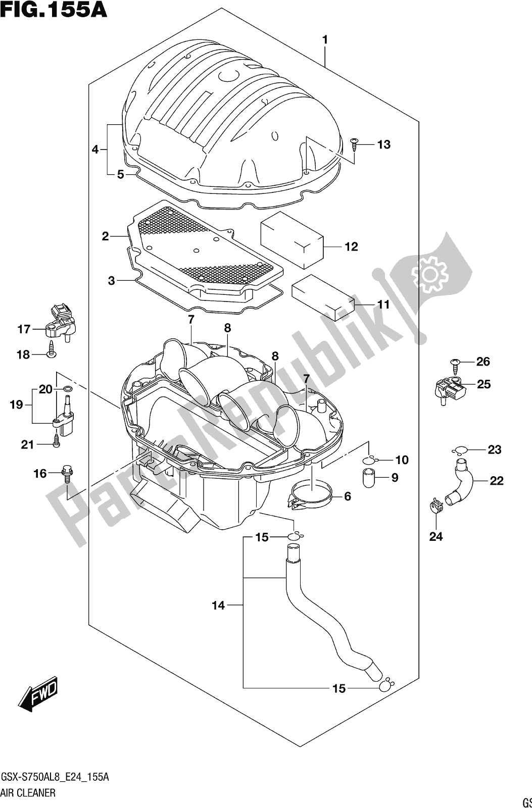 Tutte le parti per il Fig. 155a Air Cleaner del Suzuki Gsx-s 750 ZA 2018