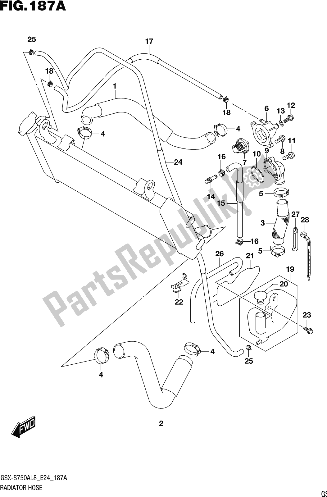 Tutte le parti per il Fig. 187a Radiator Hose del Suzuki Gsx-s 750 ZA 2018