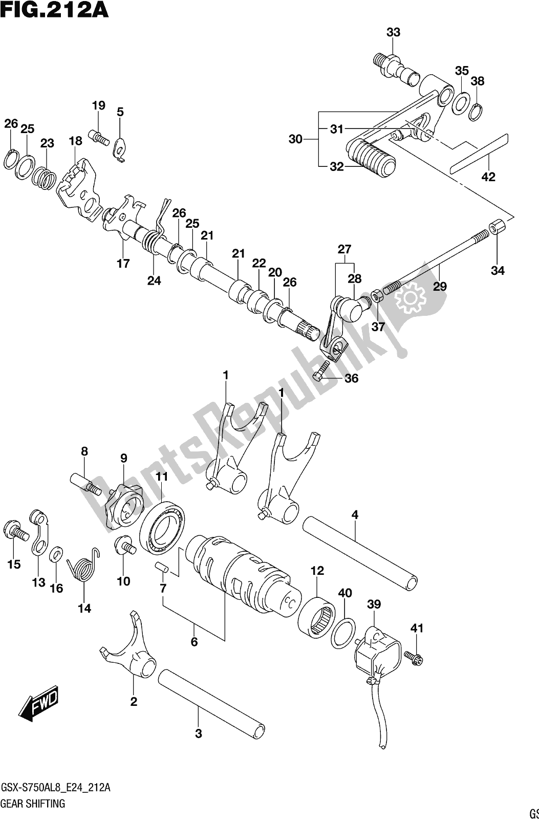 All parts for the Fig. 212a Gear Shifting of the Suzuki Gsx-s 750 ZA 2018