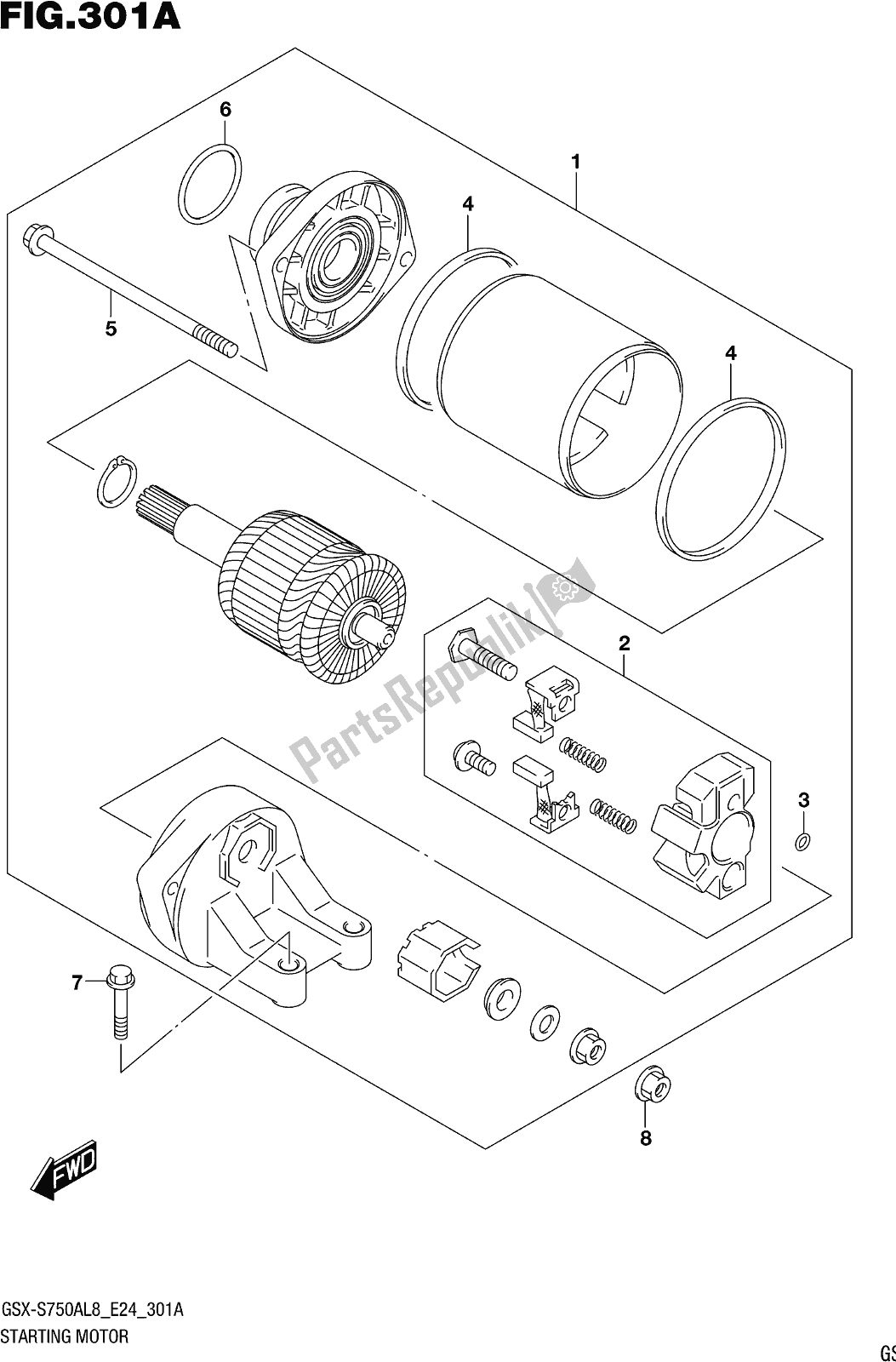 Tutte le parti per il Fig. 301a Starting Motor del Suzuki Gsx-s 750 ZA 2018