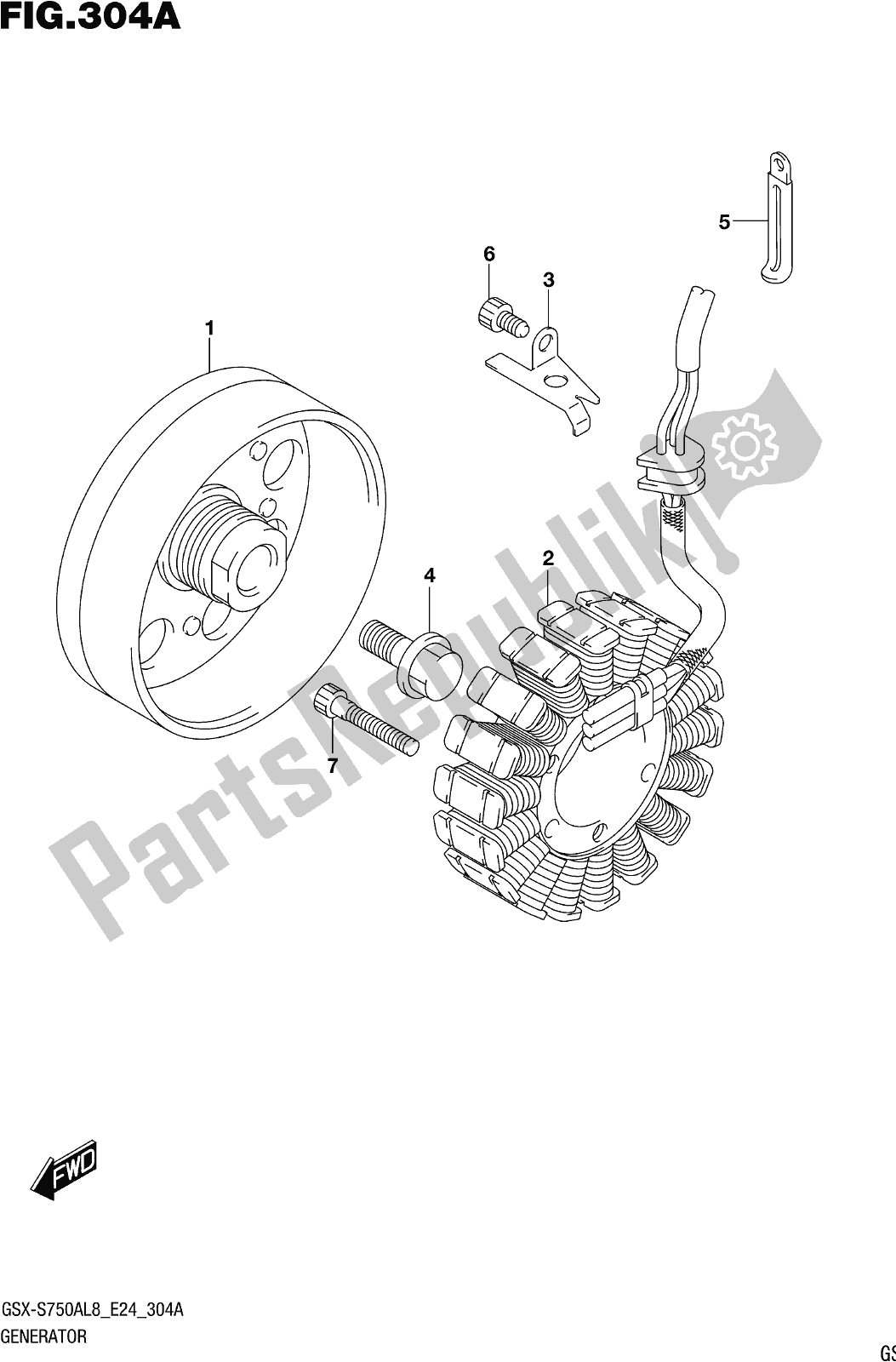 Tutte le parti per il Fig. 304a Generator del Suzuki Gsx-s 750 ZA 2018