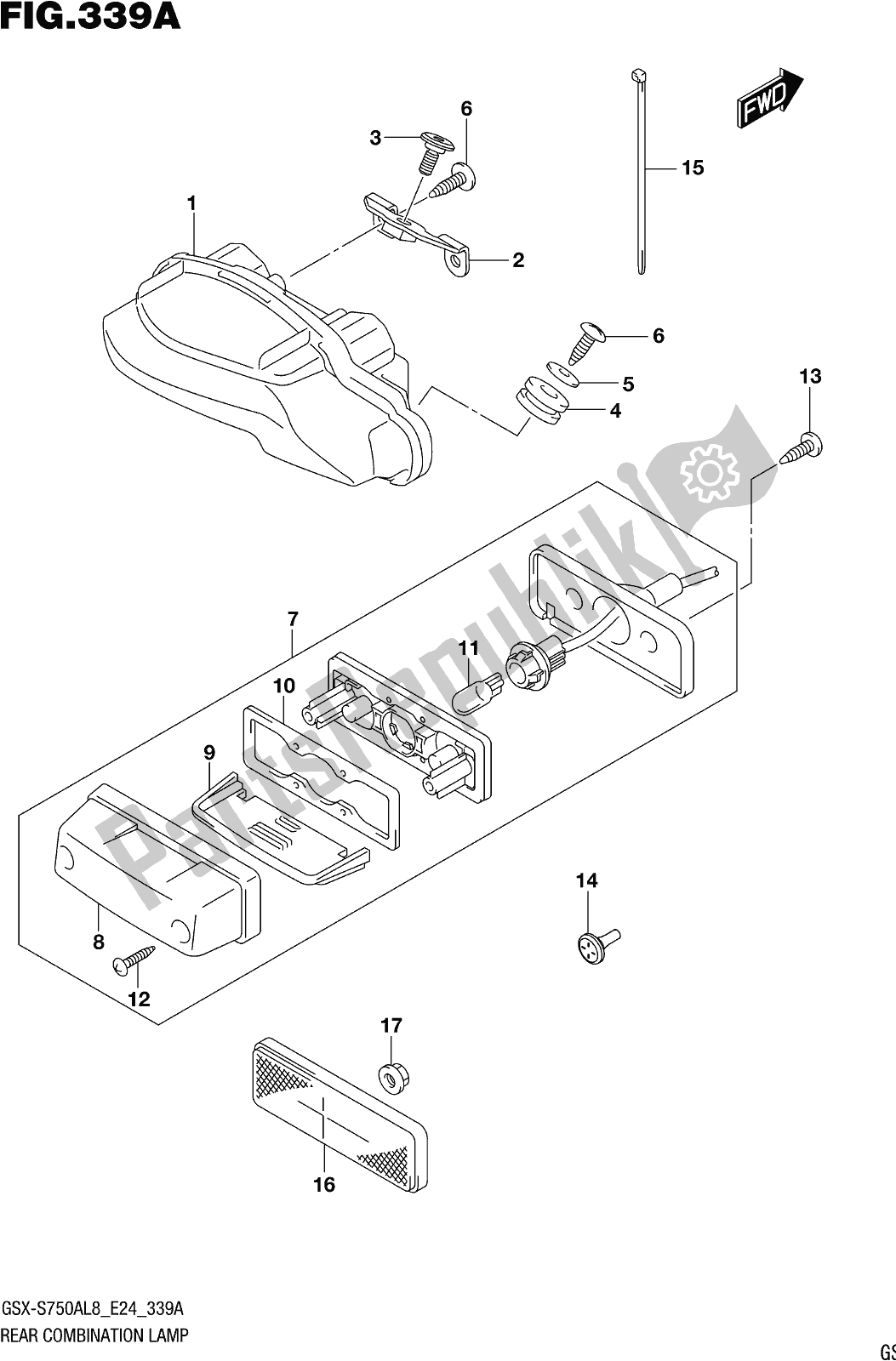 Tutte le parti per il Fig. 339a Rear Combination Lamp del Suzuki Gsx-s 750 ZA 2018