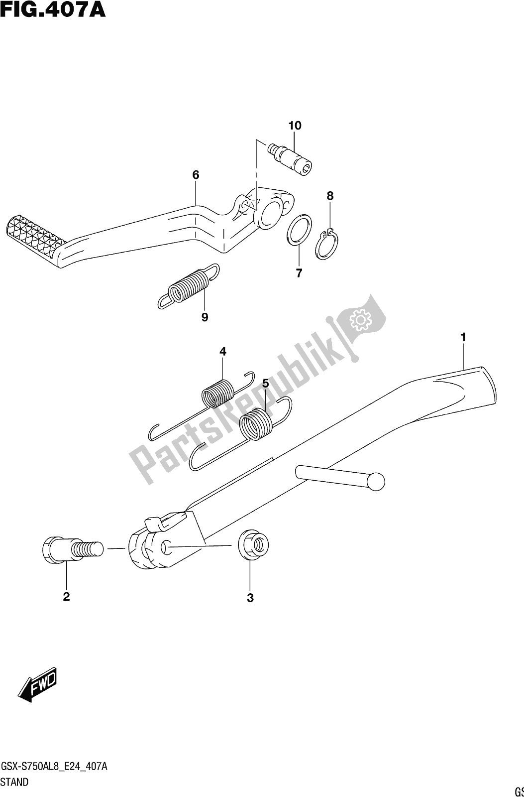 Tutte le parti per il Fig. 407a Stand del Suzuki Gsx-s 750 ZA 2018