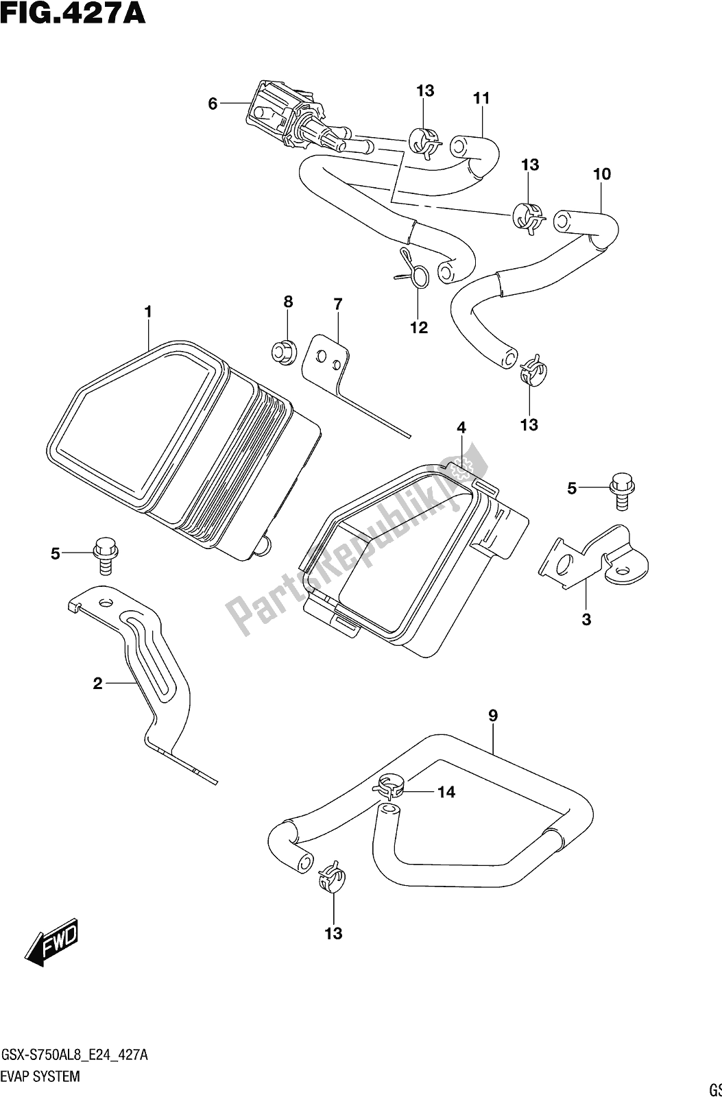 Tutte le parti per il Fig. 427a Evap System del Suzuki Gsx-s 750 ZA 2018