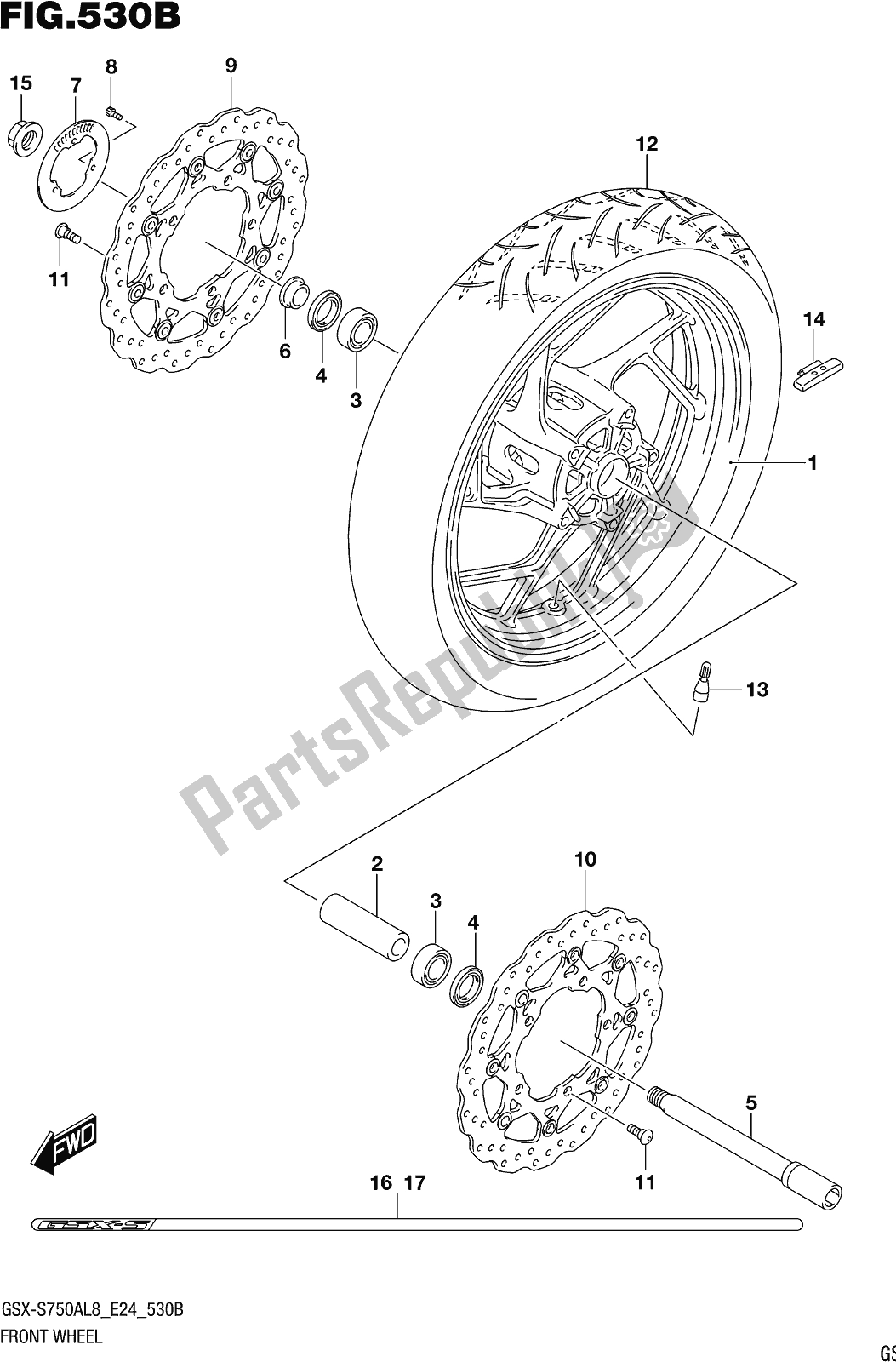 Todas las partes para Fig. 530b Front Wheel (gsx-s750zal8 E24) de Suzuki Gsx-s 750 ZA 2018