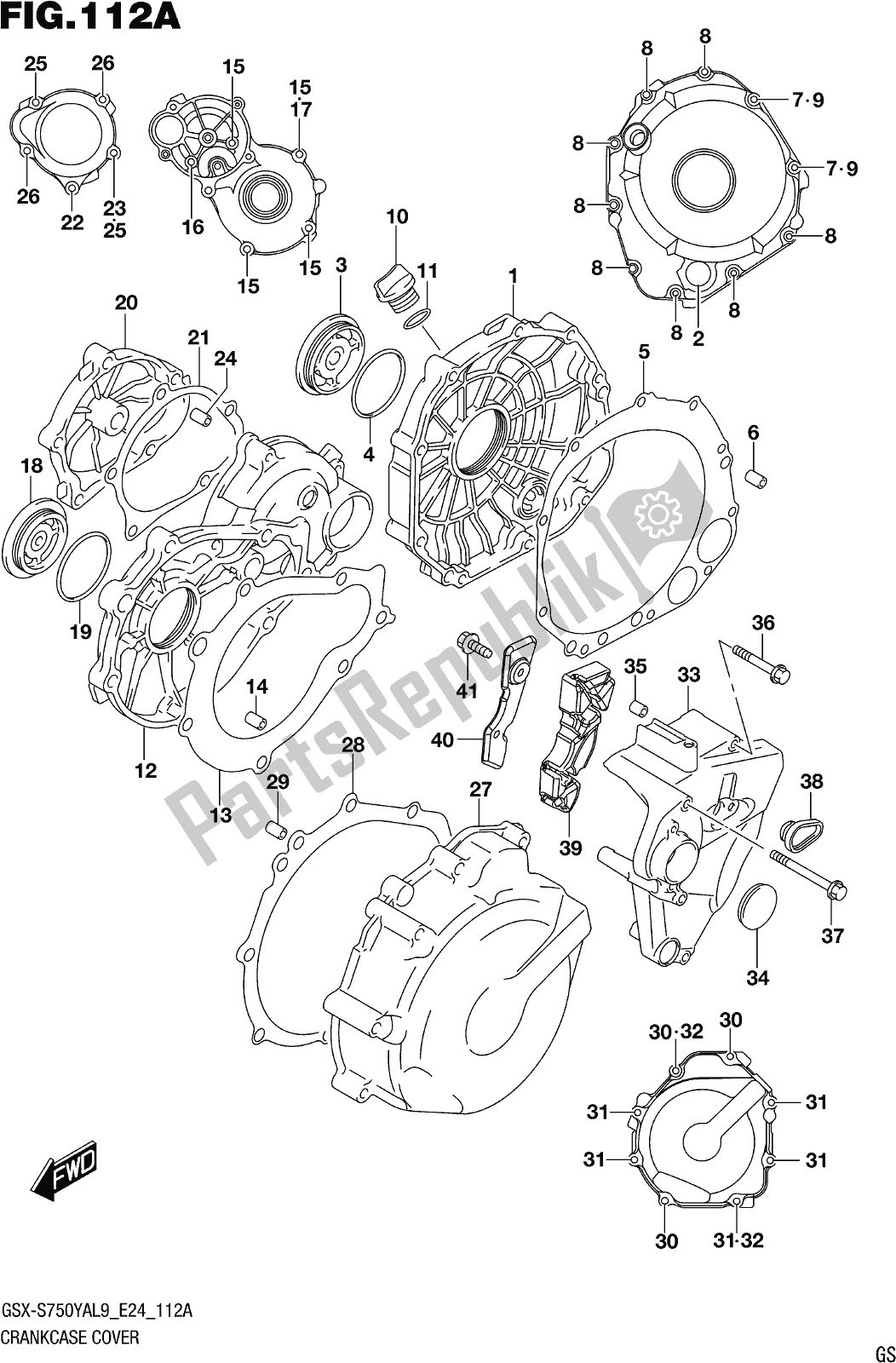 Todas as partes de Fig. 112a Crankcase Cover do Suzuki Gsx-s 750 ZA 2019