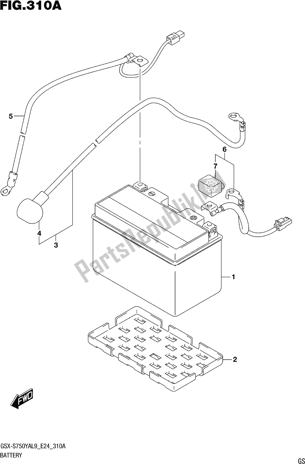 All parts for the Fig. 310a Battery of the Suzuki Gsx-s 750 ZA 2019