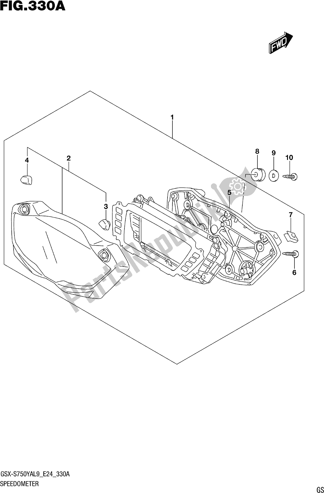 All parts for the Fig. 330a Speedometer of the Suzuki Gsx-s 750 ZA 2019