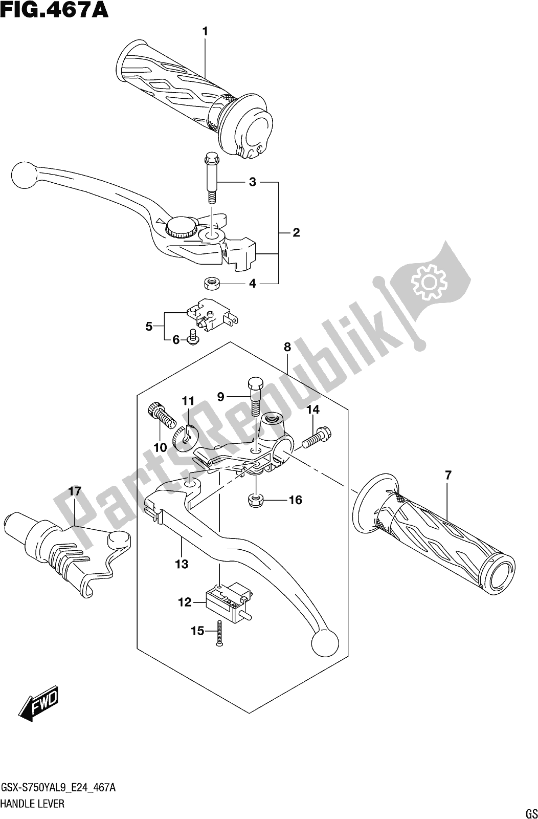 All parts for the Fig. 467a Handle Lever of the Suzuki Gsx-s 750 ZA 2019
