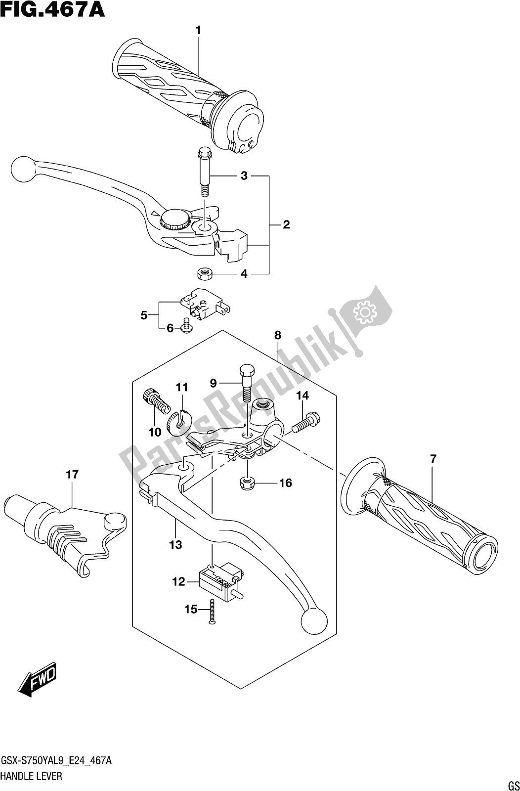 All parts for the Fig. 467a Handle Lever of the Suzuki Gsx-s 750 ZA 2019