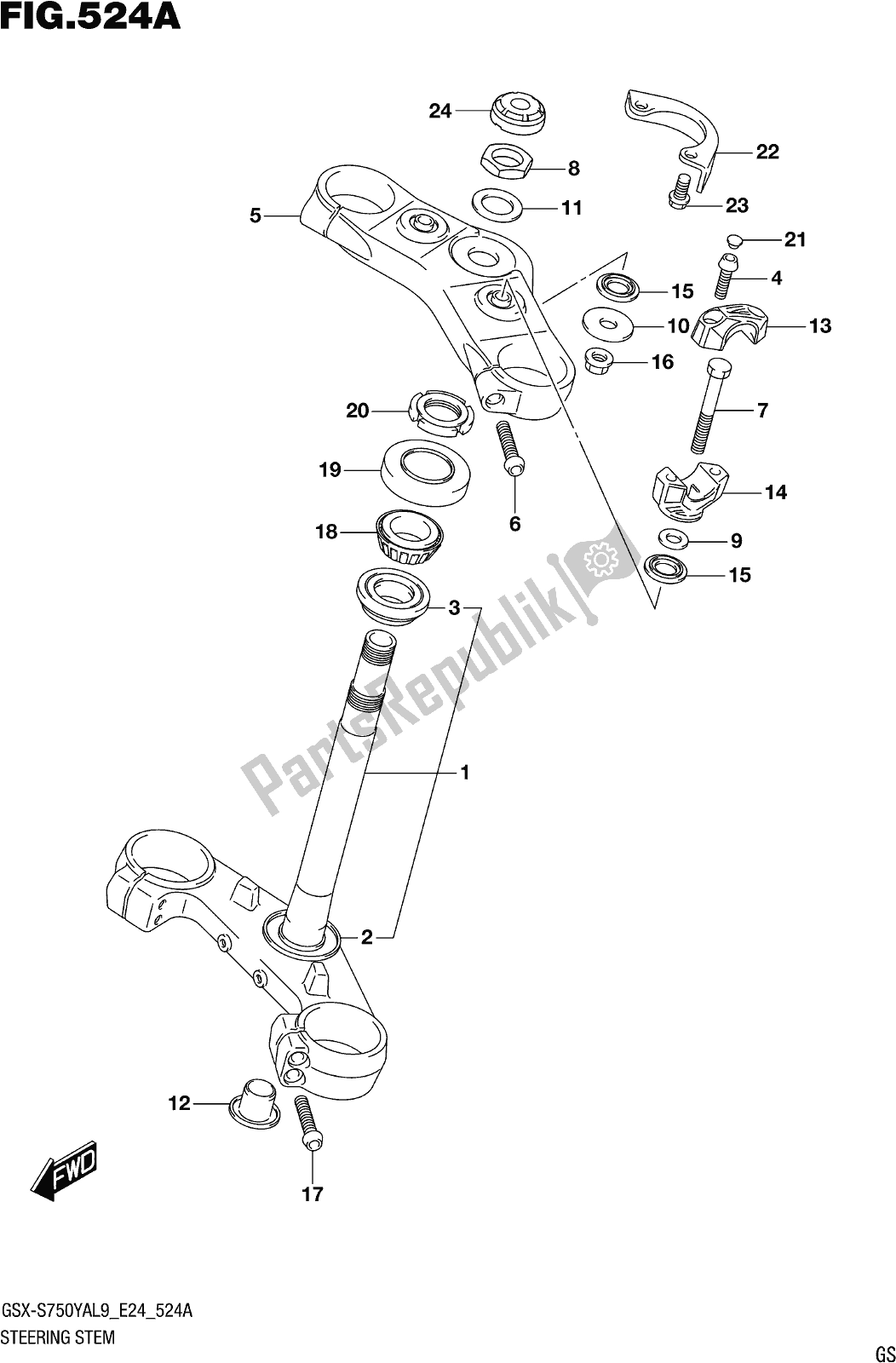 All parts for the Fig. 524a Steering Stem of the Suzuki Gsx-s 750 ZA 2019