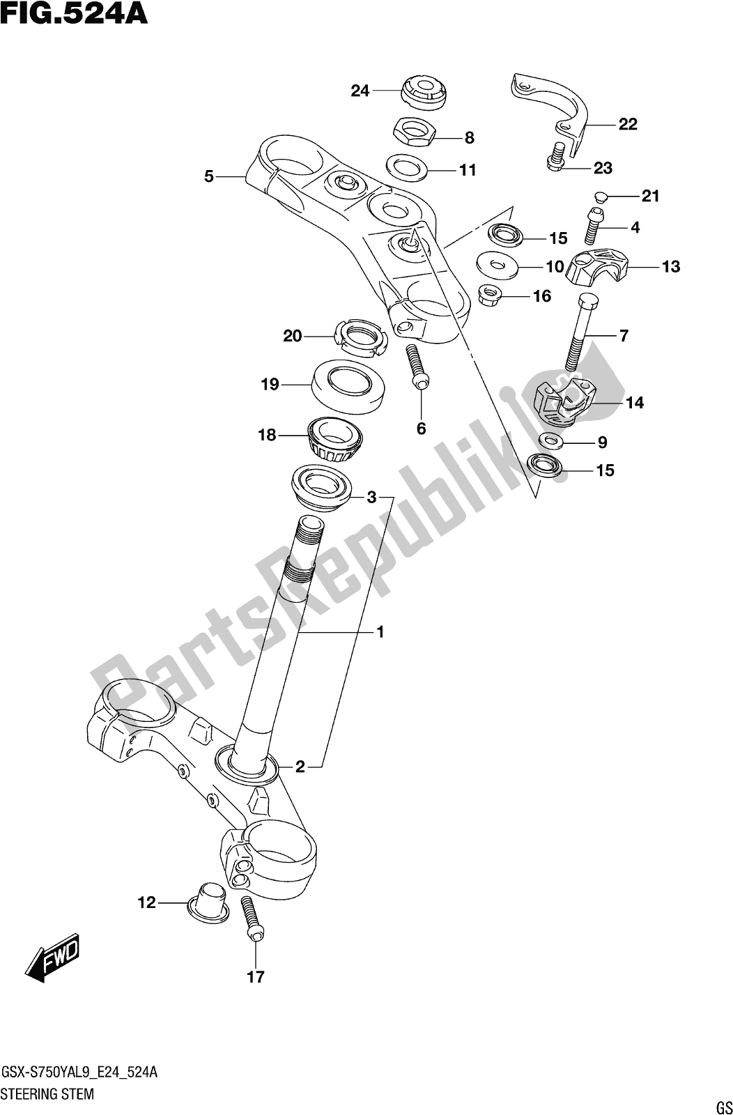 Alle onderdelen voor de Fig. 524a Steering Stem van de Suzuki Gsx-s 750 ZA 2019