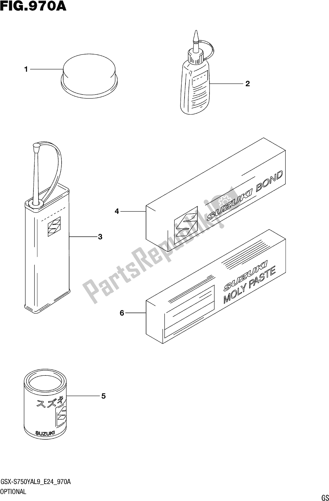 All parts for the Fig. 970a Optional of the Suzuki Gsx-s 750 ZA 2019