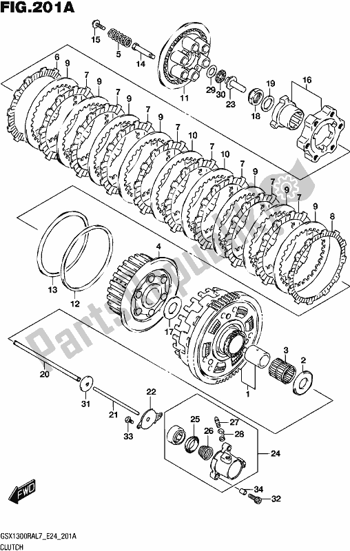 All parts for the Clutch of the Suzuki GSX 1300 RA 2017