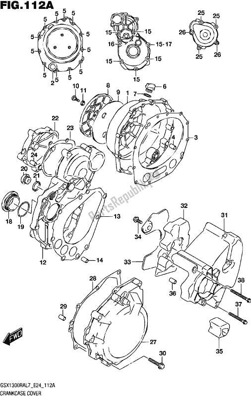 All parts for the Crankcase Cover of the Suzuki GSX 1300 RA 2017