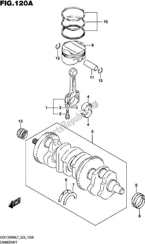 All parts for the Crankshaft of the Suzuki GSX 1300 RA 2017