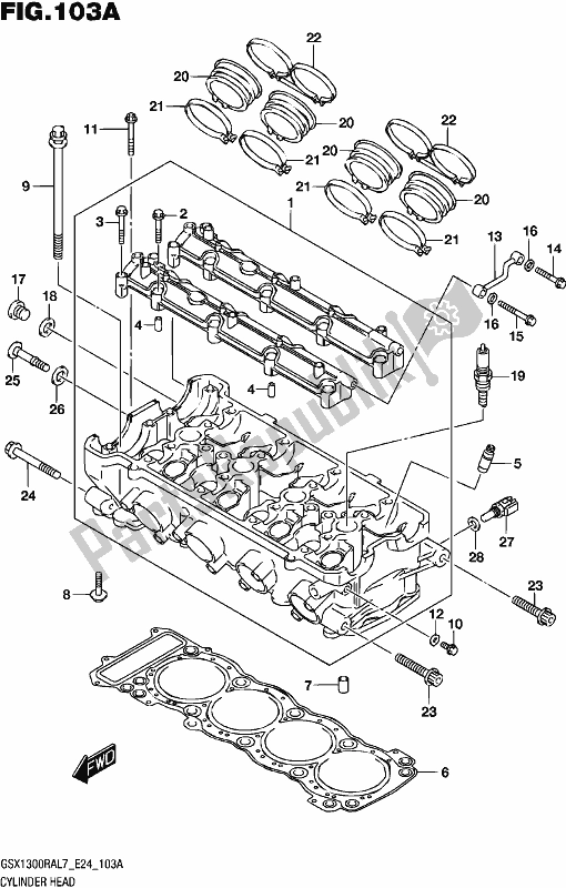 All parts for the Cylinder Head of the Suzuki GSX 1300 RA 2017