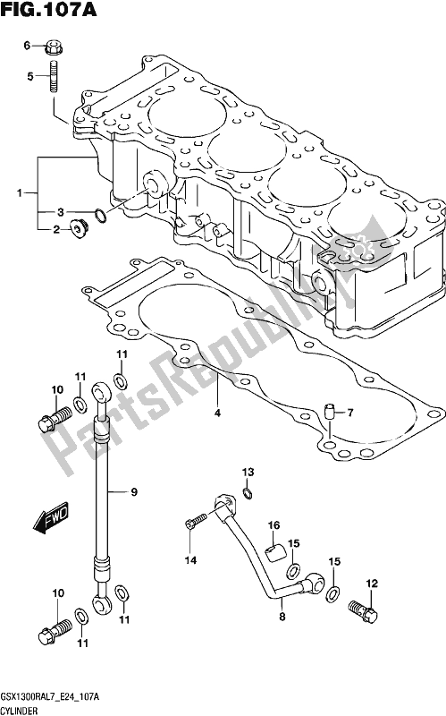 All parts for the Cylinder of the Suzuki GSX 1300 RA 2017