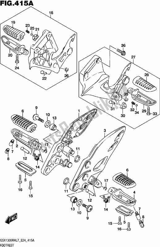 Alle onderdelen voor de Voetensteun van de Suzuki GSX 1300 RA 2017