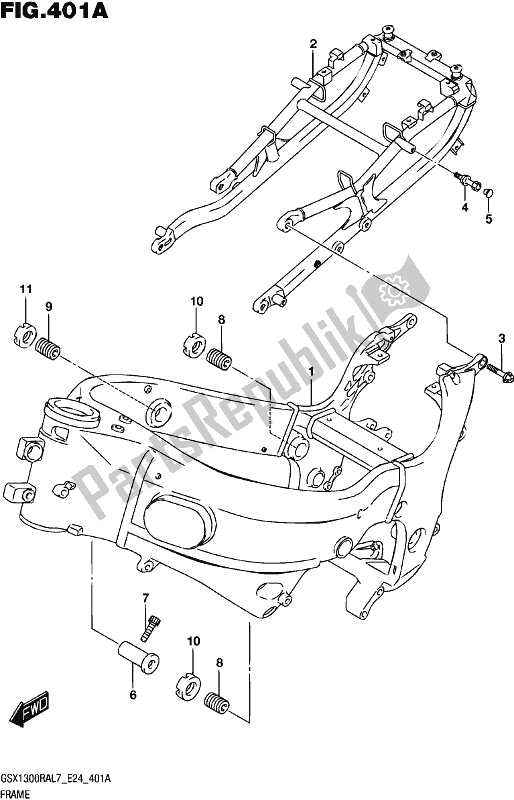 All parts for the Frame of the Suzuki GSX 1300 RA 2017