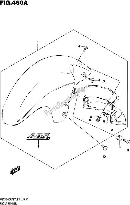 All parts for the Front Fender of the Suzuki GSX 1300 RA 2017