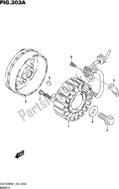 All parts for the Magneto of the Suzuki GSX 1300 RA 2017