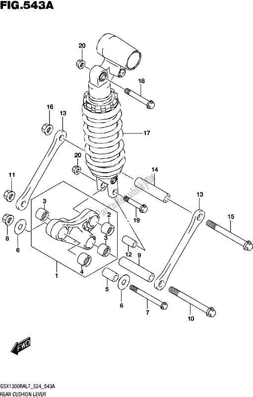 All parts for the Rear Cushion Lever of the Suzuki GSX 1300 RA 2017