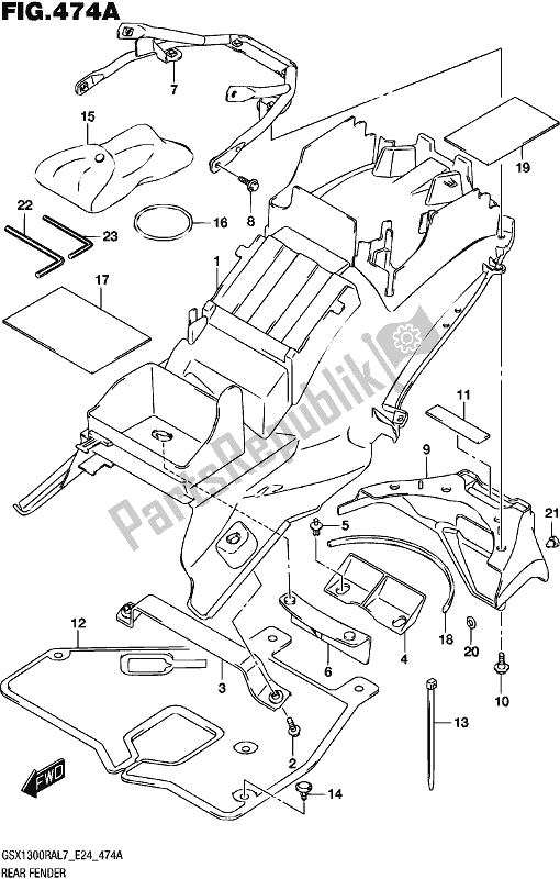 All parts for the Rear Fender of the Suzuki GSX 1300 RA 2017