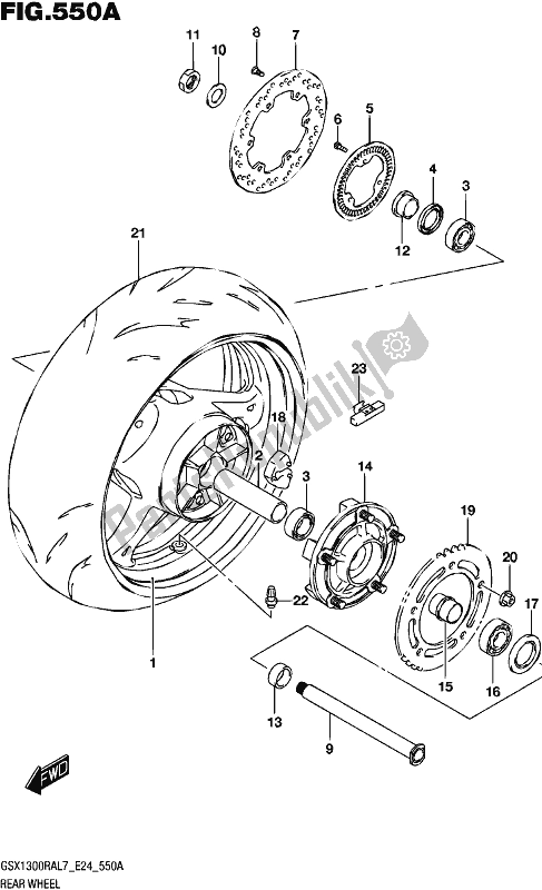 All parts for the Rear Wheel of the Suzuki GSX 1300 RA 2017