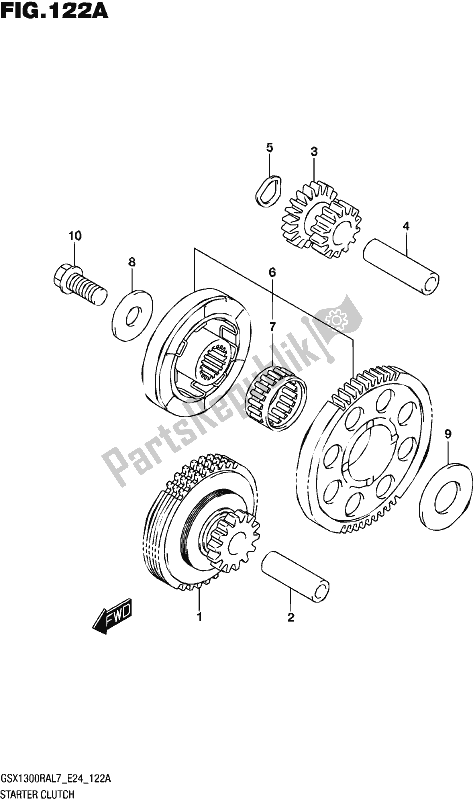 All parts for the Starter Clutch of the Suzuki GSX 1300 RA 2017