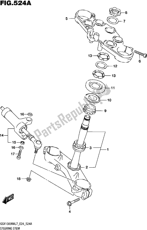 All parts for the Steering Stem of the Suzuki GSX 1300 RA 2017