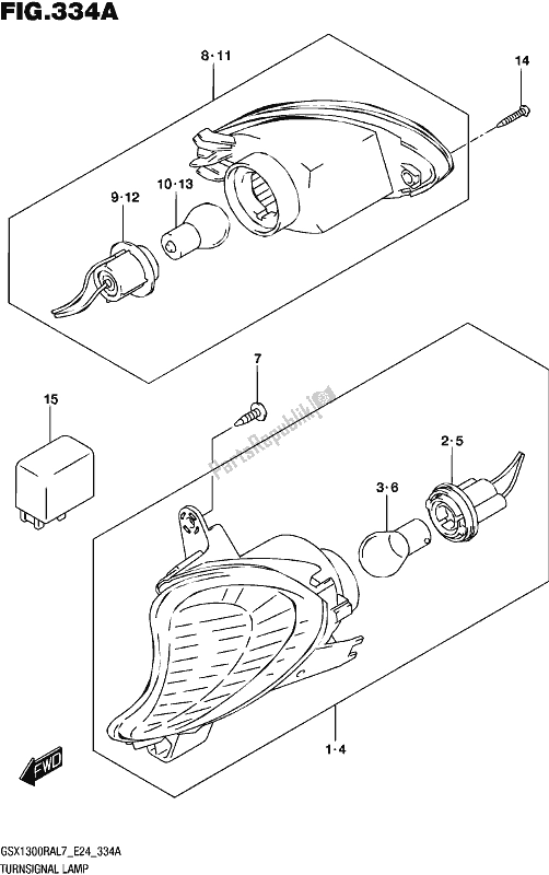 All parts for the Turnsignal Lamp of the Suzuki GSX 1300 RA 2017