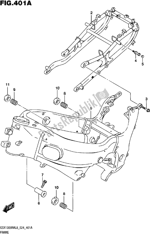 All parts for the Frame of the Suzuki GSX 1300 RA 2018