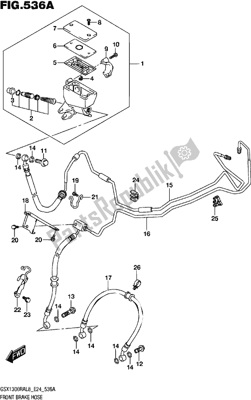 Tutte le parti per il Tubo Freno Anteriore del Suzuki GSX 1300 RA 2018