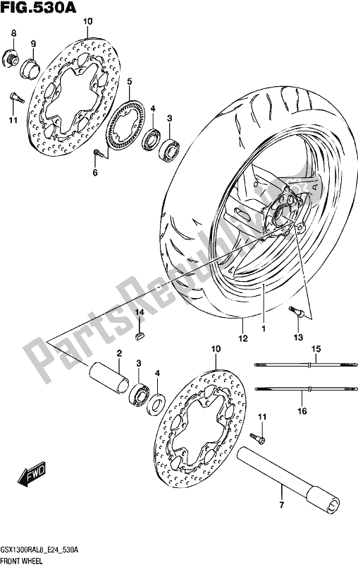 Todas as partes de Roda Da Frente do Suzuki GSX 1300 RA 2018