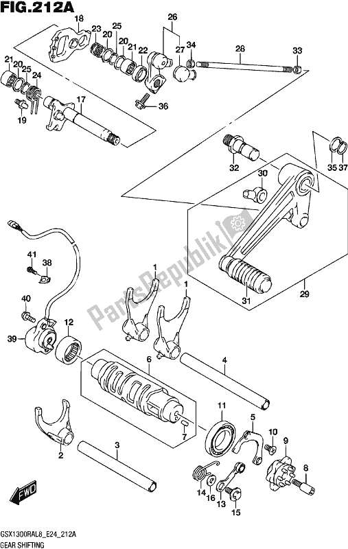 All parts for the Gear Shifting of the Suzuki GSX 1300 RA 2018