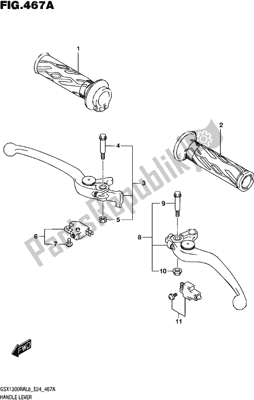 All parts for the Handle Lever of the Suzuki GSX 1300 RA 2018